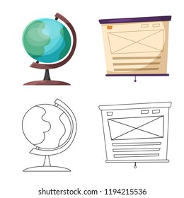 Vector illustration of education and learning sign. Collection of education and school vector icon for stock.