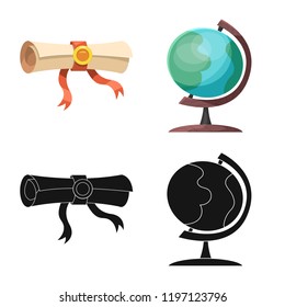 Vector illustration of education and learning sign. Collection of education and school stock vector illustration.