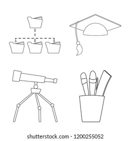 Vector illustration of education and learning sign. Set of education and school vector icon for stock.