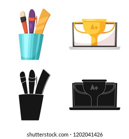 Vector illustration of education and learning sign. Set of education and school stock symbol for web.