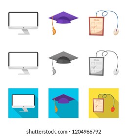 Vector illustration of education and learning sign. Set of education and school stock symbol for web.