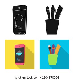 Vector illustration of education and learning sign. Set of education and school vector icon for stock.