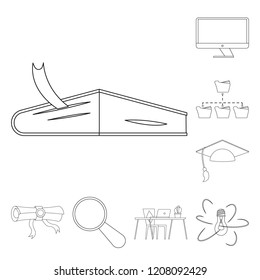 Vector illustration of education and learning sign. Collection of education and school vector icon for stock.