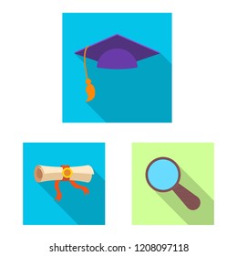 Vector illustration of education and learning sign. Collection of education and school vector icon for stock.