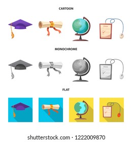 Vector illustration of education and learning sign. Collection of education and school stock symbol for web.