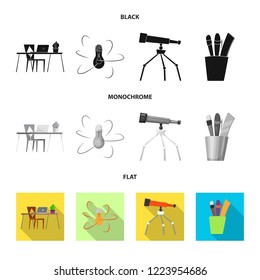 Vector illustration of education and learning sign. Set of education and school stock symbol for web.