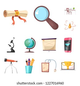 Vector illustration of education and learning sign. Collection of education and school stock symbol for web.