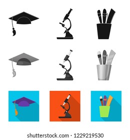 Vector illustration of education and learning sign. Collection of education and school stock vector illustration.