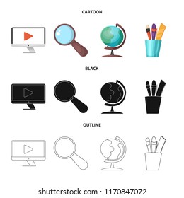Vector illustration of education and learning symbol. Collection of education and school stock vector illustration.