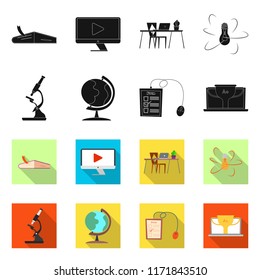 Vector illustration of education and learning symbol. Collection of education and school vector icon for stock.