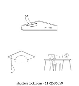 Vector illustration of education and learning symbol. Collection of education and school stock vector illustration.