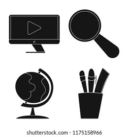 Vector illustration of education and learning symbol. Collection of education and school vector icon for stock.