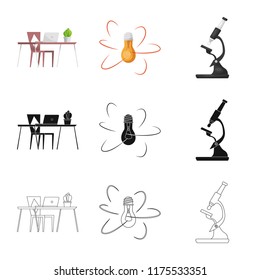 Vector illustration of education and learning symbol. Collection of education and school stock symbol for web.