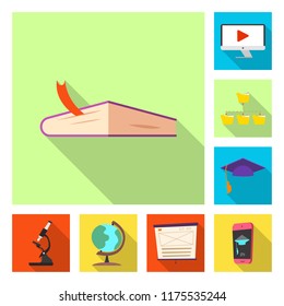 Vector illustration of education and learning symbol. Set of education and school vector icon for stock.