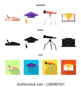 Vector illustration of education and learning symbol. Collection of education and school vector icon for stock.