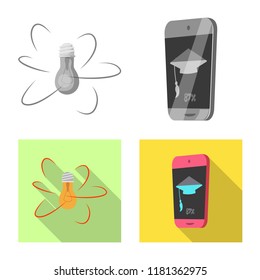 Vector illustration of education and learning symbol. Set of education and school vector icon for stock.