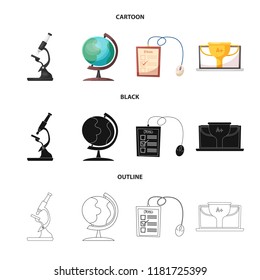 Vector illustration of education and learning symbol. Collection of education and school stock vector illustration.