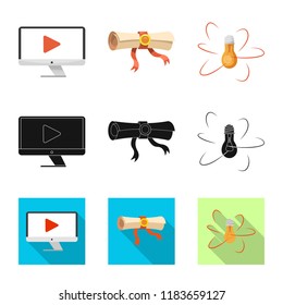 Vector illustration of education and learning symbol. Set of education and school stock vector illustration.