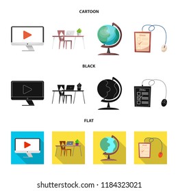 Vector illustration of education and learning symbol. Set of education and school vector icon for stock.