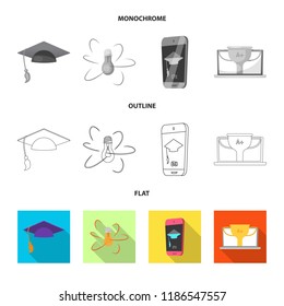 Vector illustration of education and learning symbol. Set of education and school stock vector illustration.