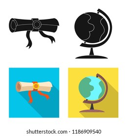 Vector illustration of education and learning symbol. Set of education and school stock symbol for web.