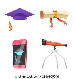Vector illustration of education and learning symbol. Collection of education and school vector icon for stock.