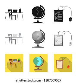 Vector illustration of education and learning symbol. Collection of education and school stock symbol for web.