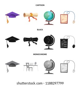 Vector illustration of education and learning symbol. Set of education and school stock symbol for web.