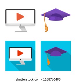 Vector illustration of education and learning symbol. Set of education and school vector icon for stock.