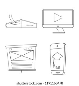 Vector illustration of education and learning symbol. Collection of education and school stock vector illustration.