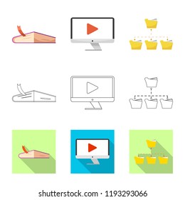 Vector illustration of education and learning symbol. Collection of education and school stock vector illustration.