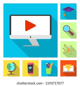 Vector illustration of education and learning symbol. Collection of education and school stock vector illustration.