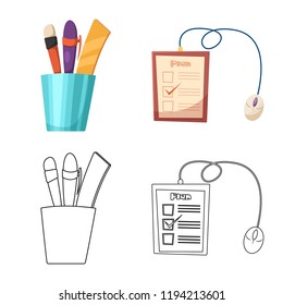 Vector illustration of education and learning symbol. Set of education and school stock vector illustration.