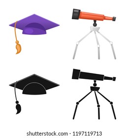 Vector illustration of education and learning symbol. Set of education and school stock vector illustration.