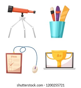 Vector illustration of education and learning symbol. Collection of education and school vector icon for stock.