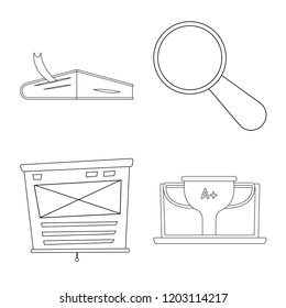 Vector illustration of education and learning symbol. Set of education and school stock vector illustration.