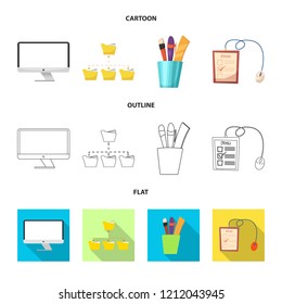 Vector illustration of education and learning symbol. Set of education and school vector icon for stock.