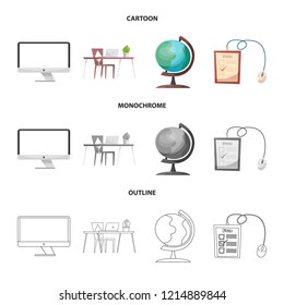 Vector illustration of education and learning symbol. Collection of education and school stock vector illustration.