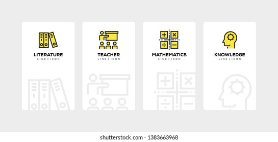 VECTOR ILLUSTRATION OF EDUCATION LINE ICON SET