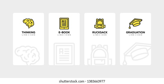 VECTOR ILLUSTRATION OF EDUCATION LINE ICON SET