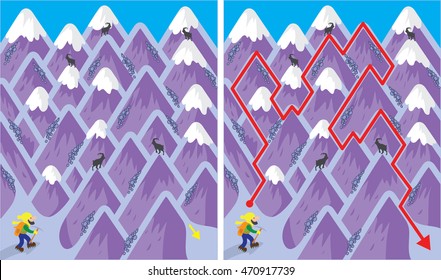 Vector Illustration of Education Maze Game. Climber.