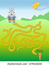 Vector Illustration of Education Maze Game.
Vector illustration of maze (labyrinth) educational game with cute cartoon rabbit for children