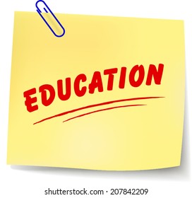 Vector illustration of education message on white background