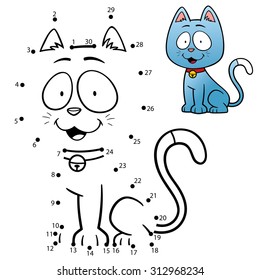Vector Illustration of Education Numbers game the dot cat