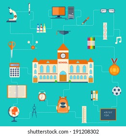 vector illustration of education pictogram flat color