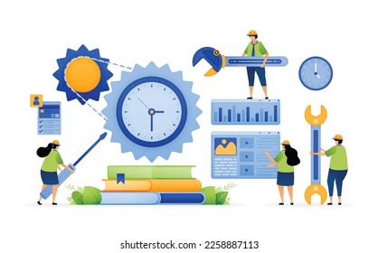 Vector illustration of Education and Skill Building. Vocational Training with Gears, Tools, and Books. Education and Career Advancement. Can use for ad, poster, campaign, website, apps, social media