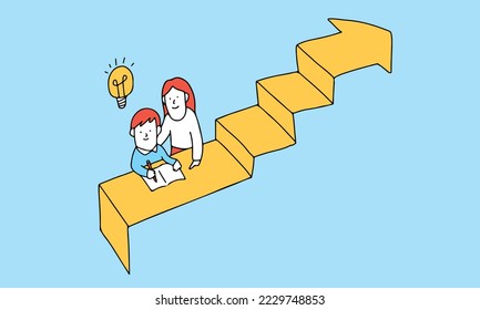 Vector illustration of education support concept. Keep learning for success. 