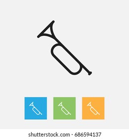 Vector Illustration Of Education Symbol On Instrument Outline. Premium Quality Isolated Trumpet  Element In Trendy Flat Style.