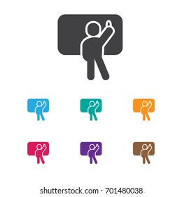 Vector Illustration Of Education Symbol On Blackboard Icon. Premium Quality Isolated Teacher Element In Trendy Flat Style.