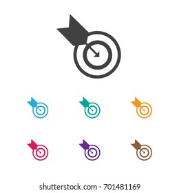 Vector Illustration Of Education Symbol On Goal Icon. Premium Quality Isolated Dartboard Element In Trendy Flat Style.